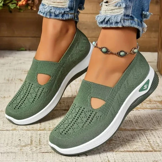 Womens Breathable Mesh Walking Sneakers with Cushioned Sole