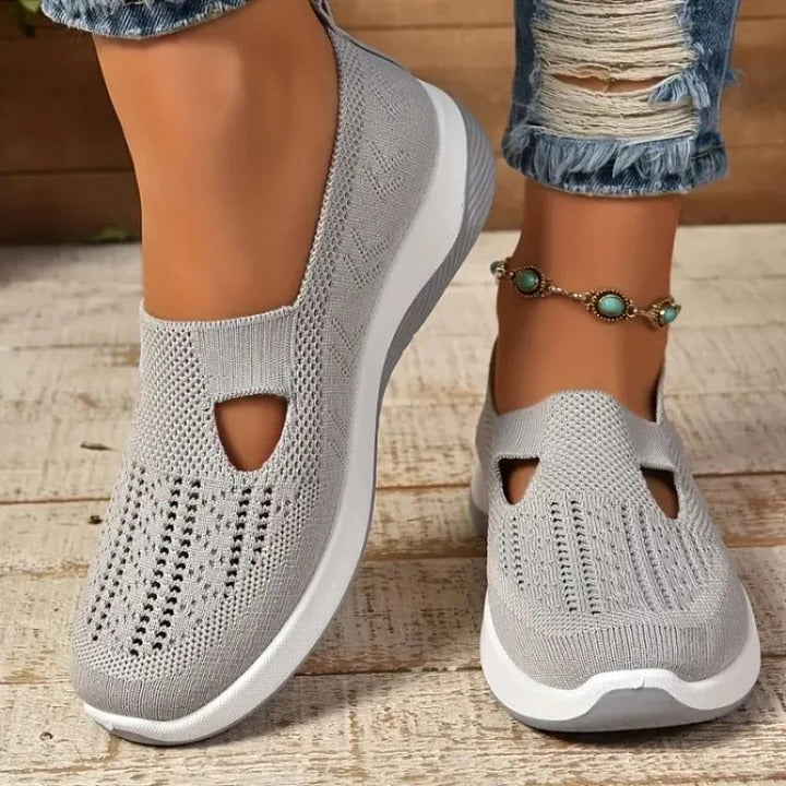 Womens Breathable Mesh Walking Sneakers with Cushioned Sole