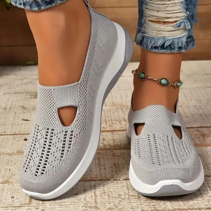 Womens Breathable Mesh Walking Sneakers with Cushioned Sole