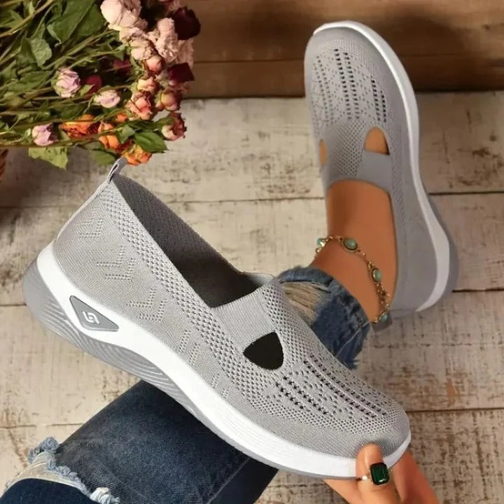 Womens Breathable Mesh Walking Sneakers with Cushioned Sole
