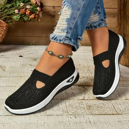 Womens Breathable Mesh Walking Sneakers with Cushioned Sole