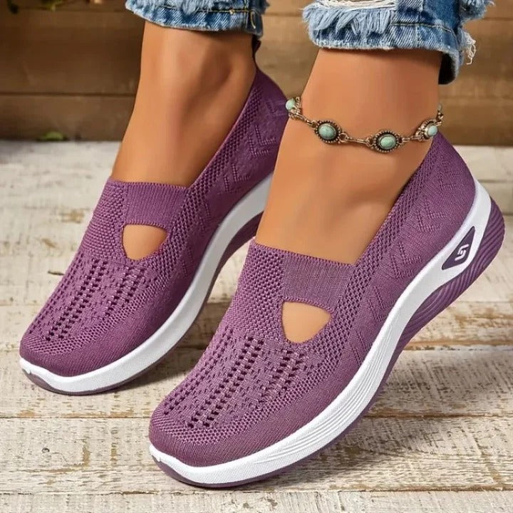 Womens Breathable Mesh Walking Sneakers with Cushioned Sole