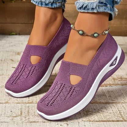 Womens Breathable Mesh Walking Sneakers with Cushioned Sole