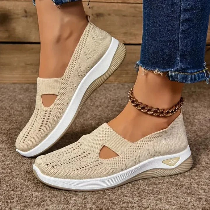 Womens Breathable Mesh Walking Sneakers with Cushioned Sole