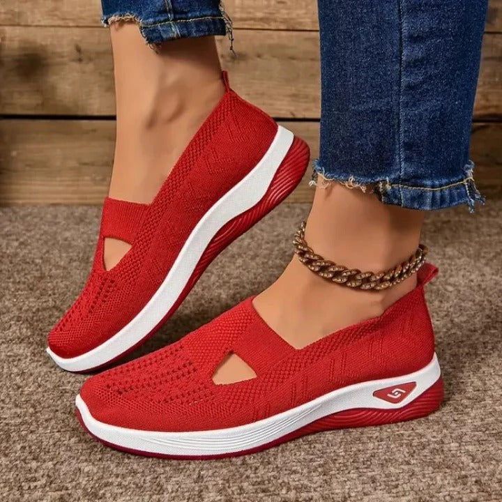 Womens Breathable Mesh Walking Sneakers with Cushioned Sole