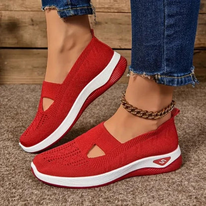 Womens Breathable Mesh Walking Sneakers with Cushioned Sole