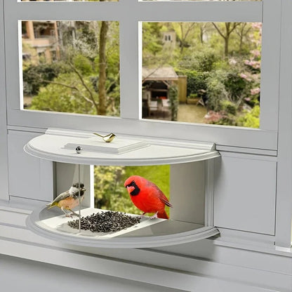 Clear Acrylic Window Mounted Bird Feeder with Suction Cup Attachment
