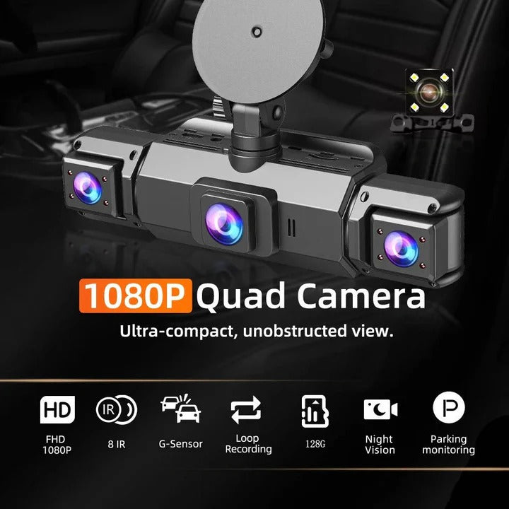 Dual Lens Dashboard Camera with Night Vision and Wi-Fi Connectivity