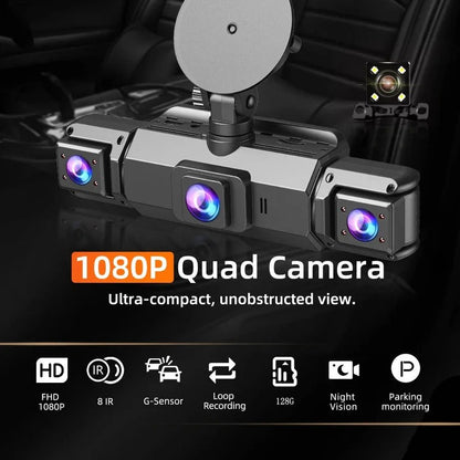 Dual Lens Dashboard Camera with Night Vision and Wi-Fi Connectivity