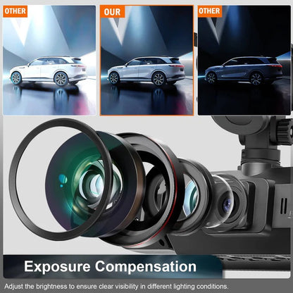 Dual Lens Dashboard Camera with Night Vision and Wi-Fi Connectivity