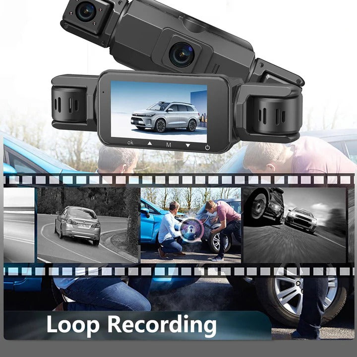 Dual Lens Dashboard Camera with Night Vision and Wi-Fi Connectivity