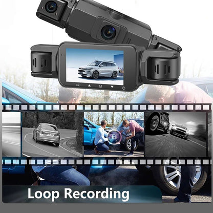 Dual Lens Dashboard Camera with Night Vision and Wi-Fi Connectivity