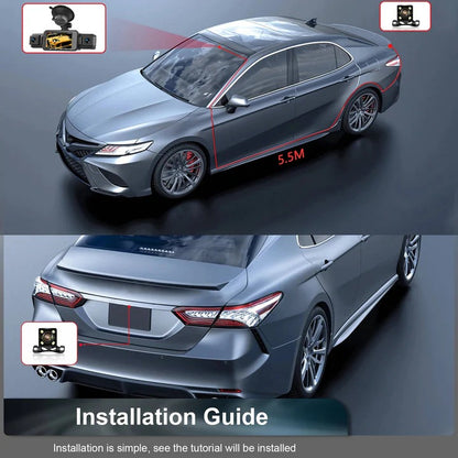 Dual Lens Dashboard Camera with Night Vision and Wi-Fi Connectivity