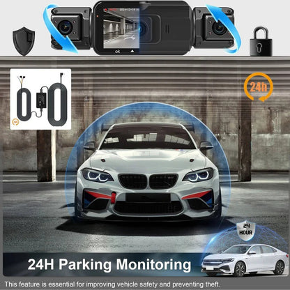 Dual Lens Dashboard Camera with Night Vision and Wi-Fi Connectivity