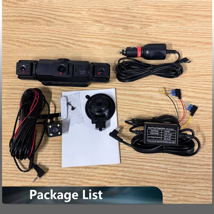 Dual Lens Dashboard Camera with Night Vision and Wi-Fi Connectivity