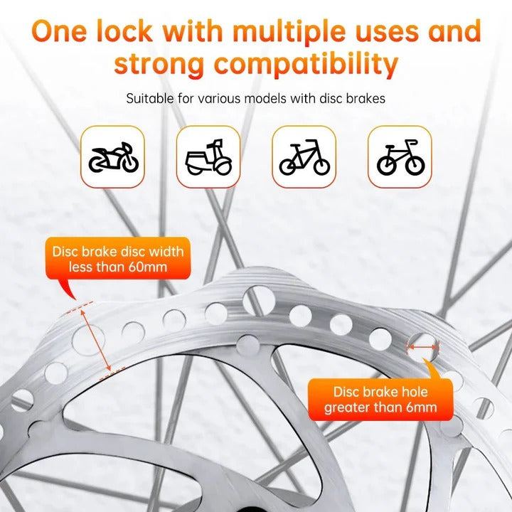 Motorcycle Disc Brake Lock with Built-In Security Alarm