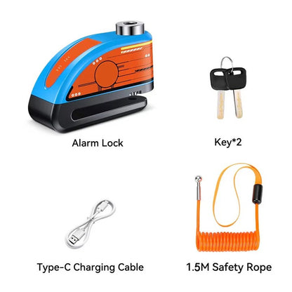 Motorcycle Disc Brake Lock with Built-In Security Alarm