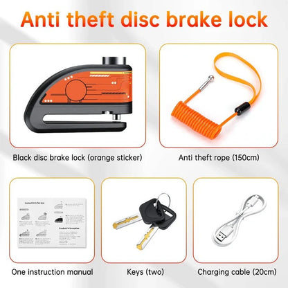 Motorcycle Disc Brake Lock with Built-In Security Alarm
