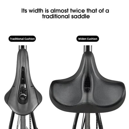 Wide Padded Bicycle Saddle with Ergonomic Support for Long Distance Rides
