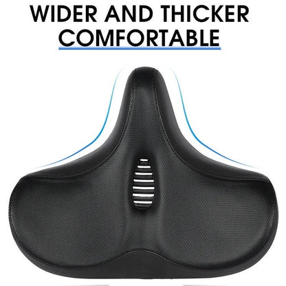 Wide Padded Bicycle Saddle with Ergonomic Support for Long Distance Rides