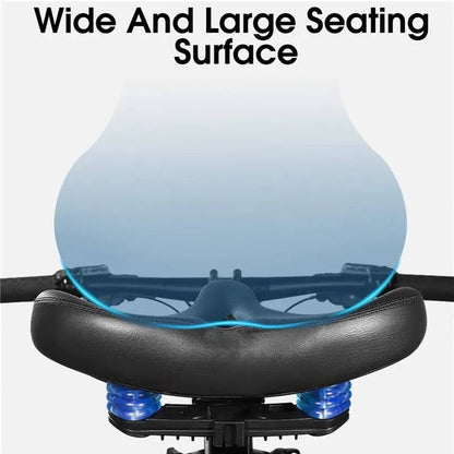 Wide Padded Bicycle Saddle with Ergonomic Support for Long Distance Rides