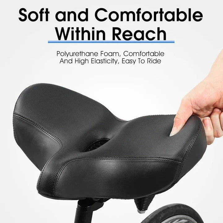 Wide Padded Bicycle Saddle with Ergonomic Support for Long Distance Rides