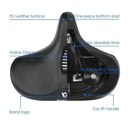 Wide Padded Bicycle Saddle with Ergonomic Support for Long Distance Rides