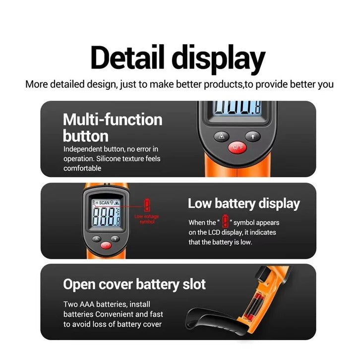 All in One Infrared Laser Thermometer for Non Contact Surface Temperature