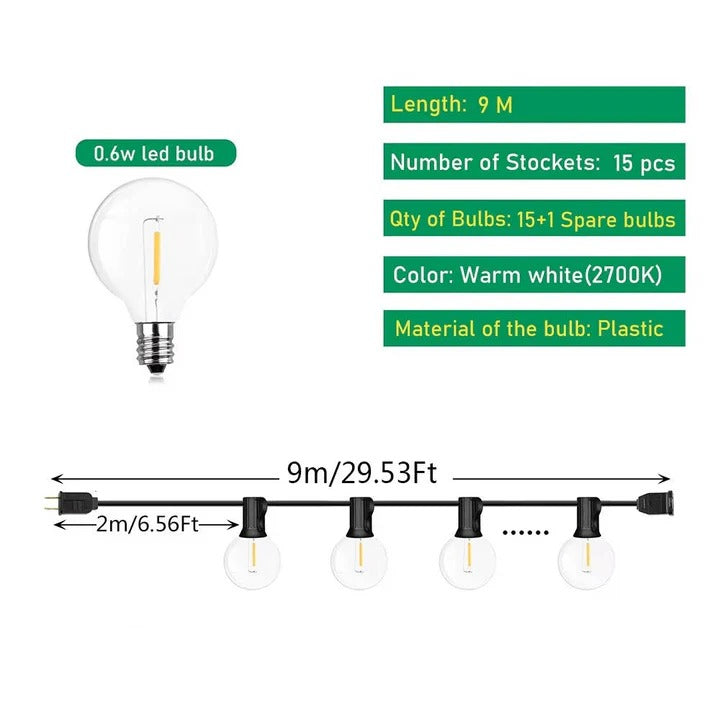 Outdoor Decorative LED String Lights for Patio and Garden
