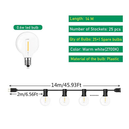 Outdoor Decorative LED String Lights for Patio and Garden