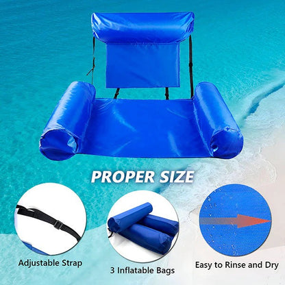 Floating Pool Chair with Backrest and Water Recreation Support