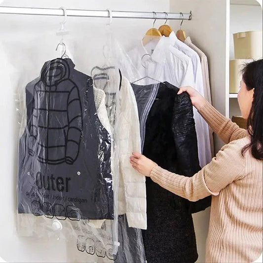 Space Saving Hanging Vacuum Seal Storage Bags, Set of 4 for Wardrobe Organization