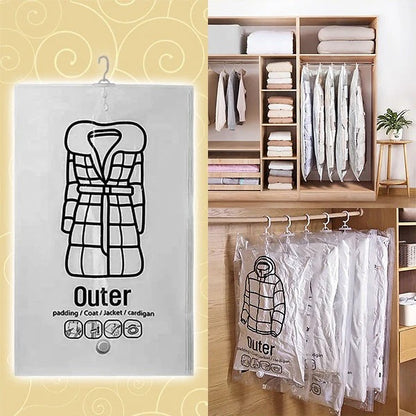 Space Saving Hanging Vacuum Seal Storage Bags, Set of 4 for Wardrobe Organization