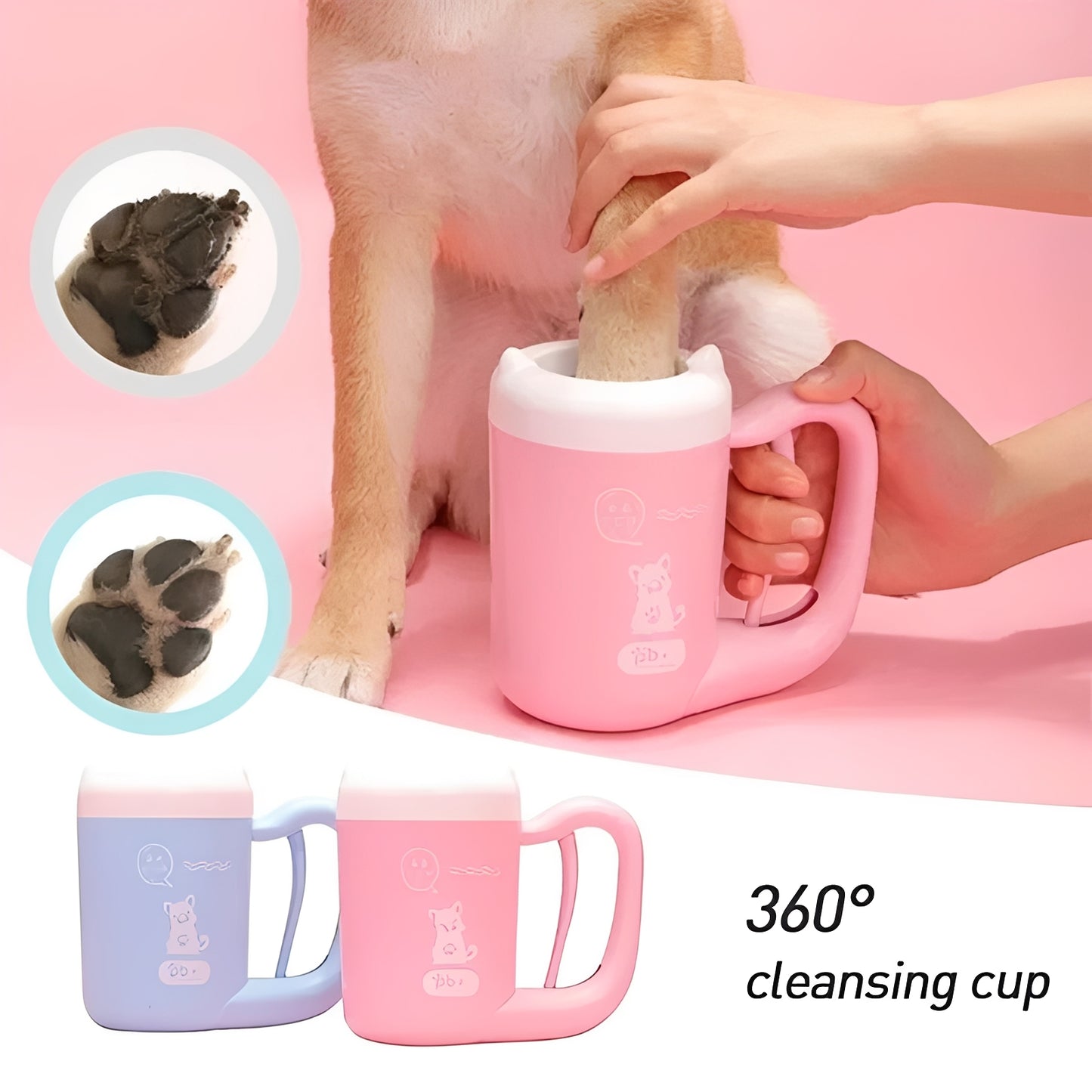 Portable Silicone Dog Paw Washer with 360 Degree Cleaning Bristles