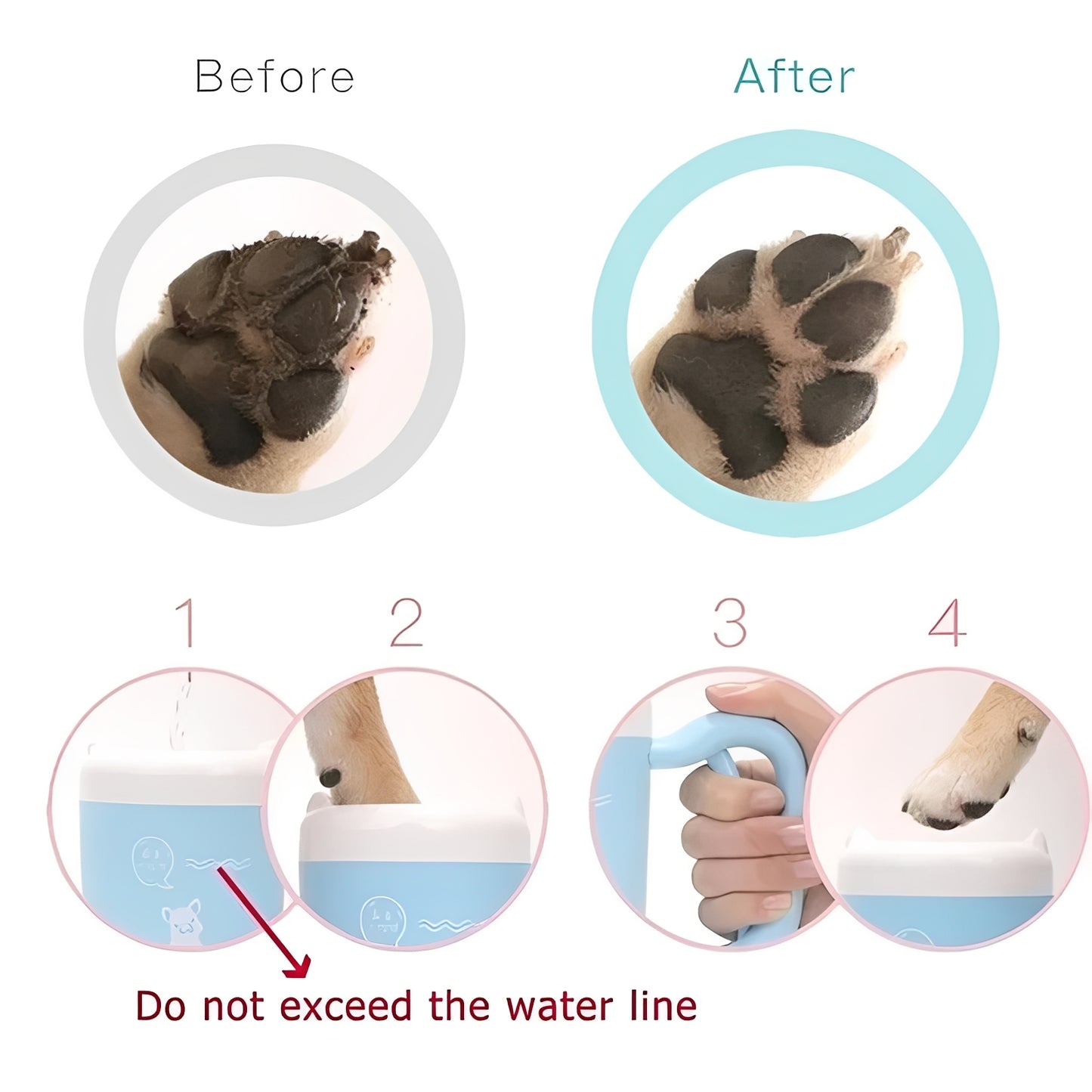 Portable Silicone Dog Paw Washer with 360 Degree Cleaning Bristles