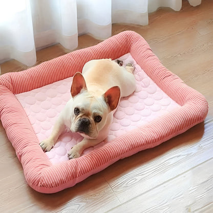 Portable Dog Cooling Mat Bed with Breathable Ice Silk Fabric
