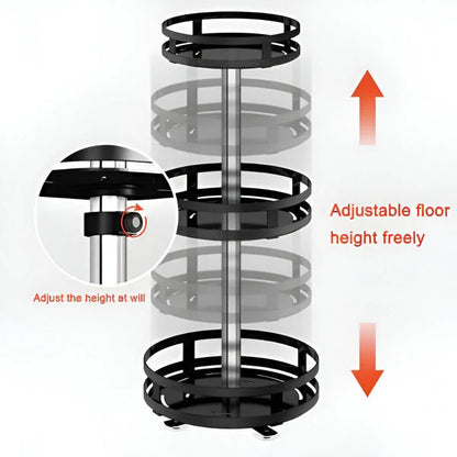 Triple Tier Swivel Metal Shelf with Rotating Base Organizer