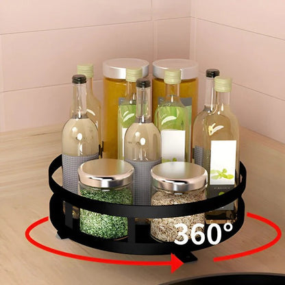 Triple Tier Swivel Metal Shelf with Rotating Base Organizer
