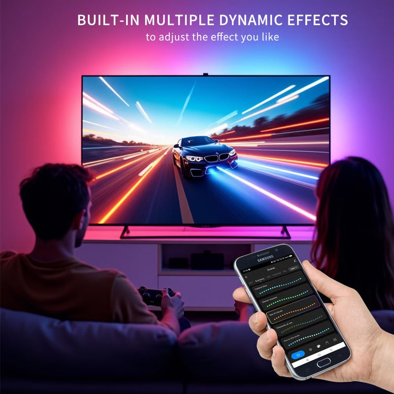 RGBIC LED TV Backlight Strip with HDMI Sync Box, Wi-Fi App Control and Voice Assistant Compatibility