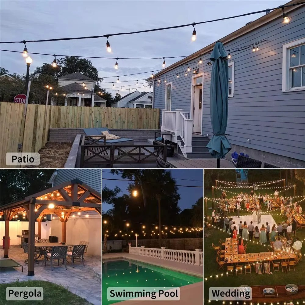 Outdoor Waterproof Edison Bulb String Lights for Patio Garden and Party Decor