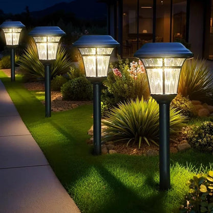 Waterproof Solar Ground Stake Lights for Garden Walkway and Outdoor Decor,  Set of 4