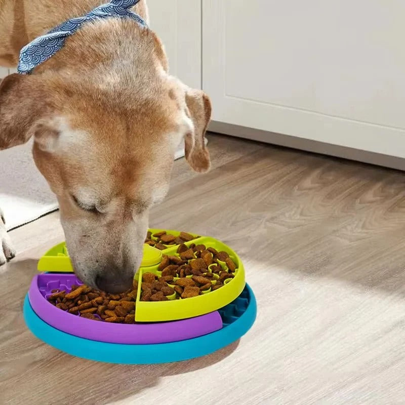 Slow Feeder Puzzle Bowl for Dogs and Cats with Non Slip Base Tray