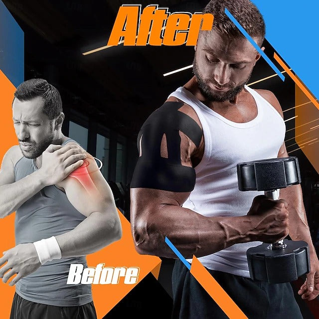 Kinesiology Athletic Tape for Shoulder Support and Muscle Recovery, Pre Cut Waterproof Sports Wrap