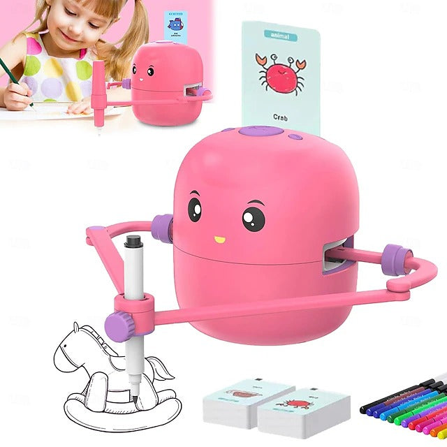 Kids Drawing Robot Machine with 100 Art Cards and 2 Pens, Auto Sketch Learning Toy