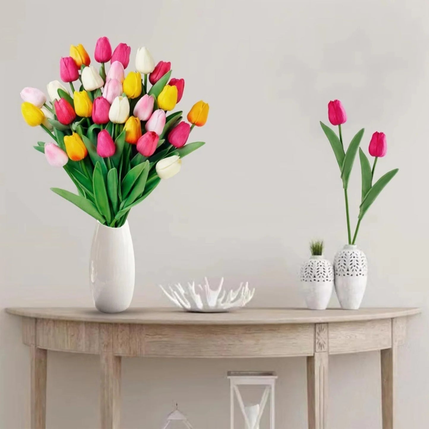 Artificial Spring Flower Bouquet Set with Silk Blooms, Set of 10