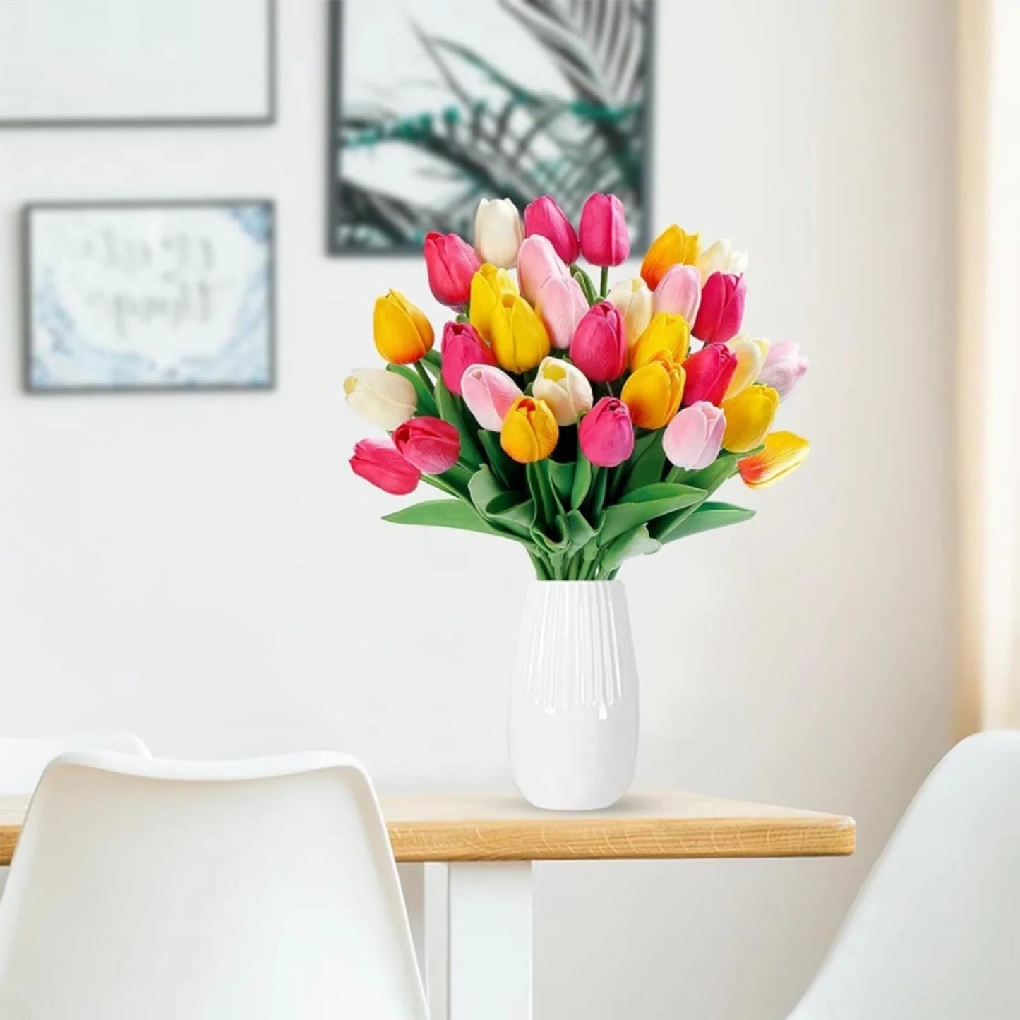 Artificial Spring Flower Bouquet Set with Silk Blooms, Set of 10