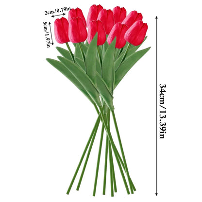 Artificial Spring Flower Bouquet Set with Silk Blooms, Set of 10