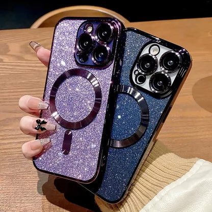 Electroplated Glitter iPhone Cover with MagSafe Compatibility and Slim Fit Design
