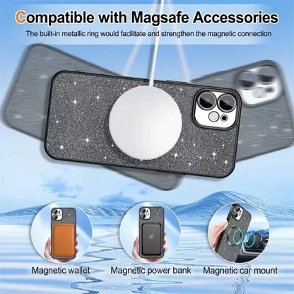 Electroplated Glitter iPhone Cover with MagSafe Compatibility and Slim Fit Design