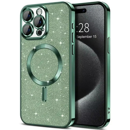 Electroplated Glitter iPhone Cover with MagSafe Compatibility and Slim Fit Design